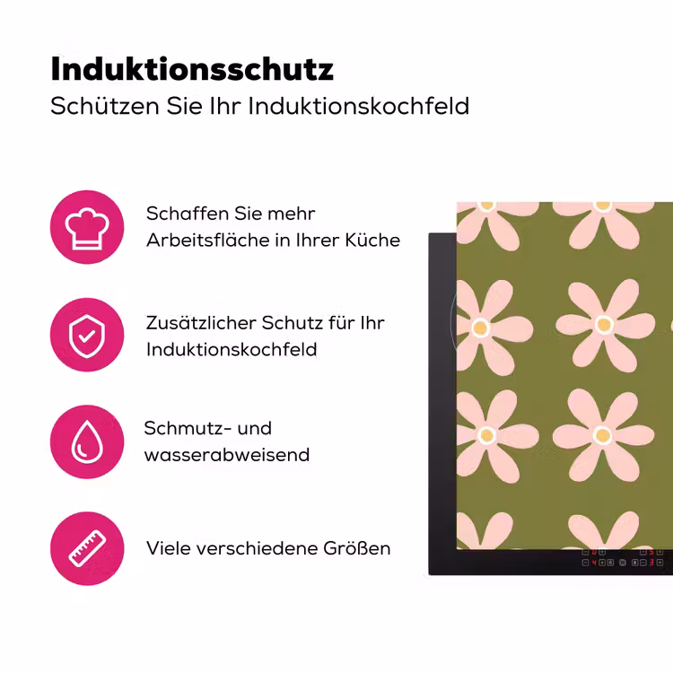 Bloem - Modern - Groen Inductie beschermer vinyl 3mm klein 276 -zzzzzzz-lf-ups