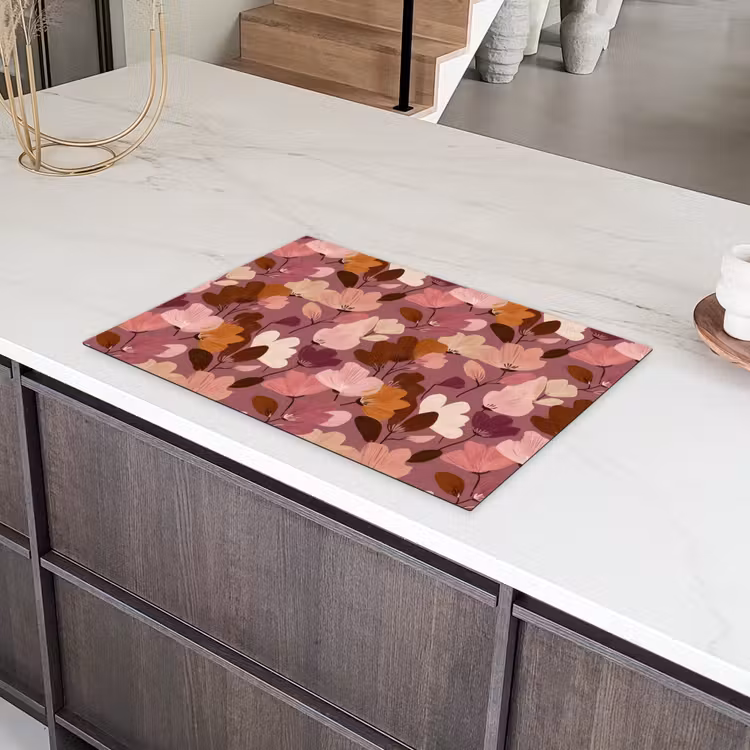 Bloem - Patroon - Roze Inductie beschermer vinyl 3mm klein 276 -sfeer8