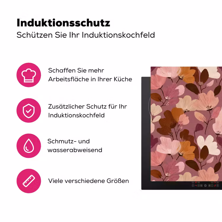 Bloem - Patroon - Roze Inductie beschermer vinyl 3mm klein 276 -zzzzzzz-lf-ups