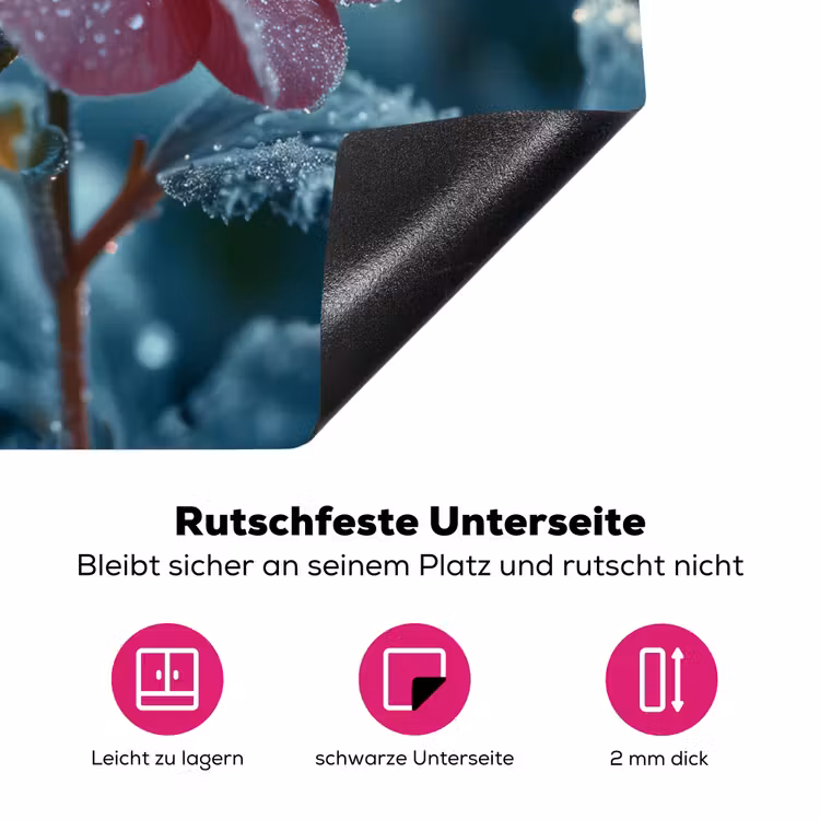 Bloem - Roze - Winter - Druppels Inductie beschermer vinyl 3mm middel -zzzzzzz-lf-onderkant
