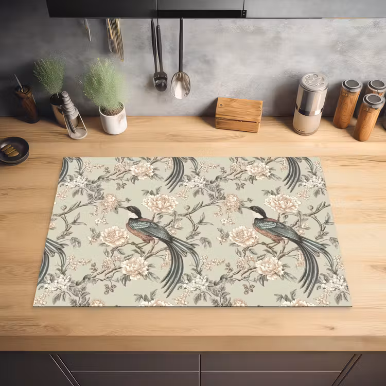 Bloem - Vogel - Kleurrijk Inductie beschermer vinyl 3mm klein 276 -sfeer5