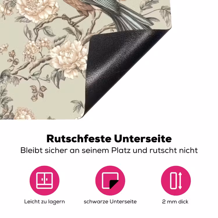 Bloem - Vogel - Kleurrijk Inductie beschermer vinyl 3mm klein 276 -zzzzzzz-lf-onderkant