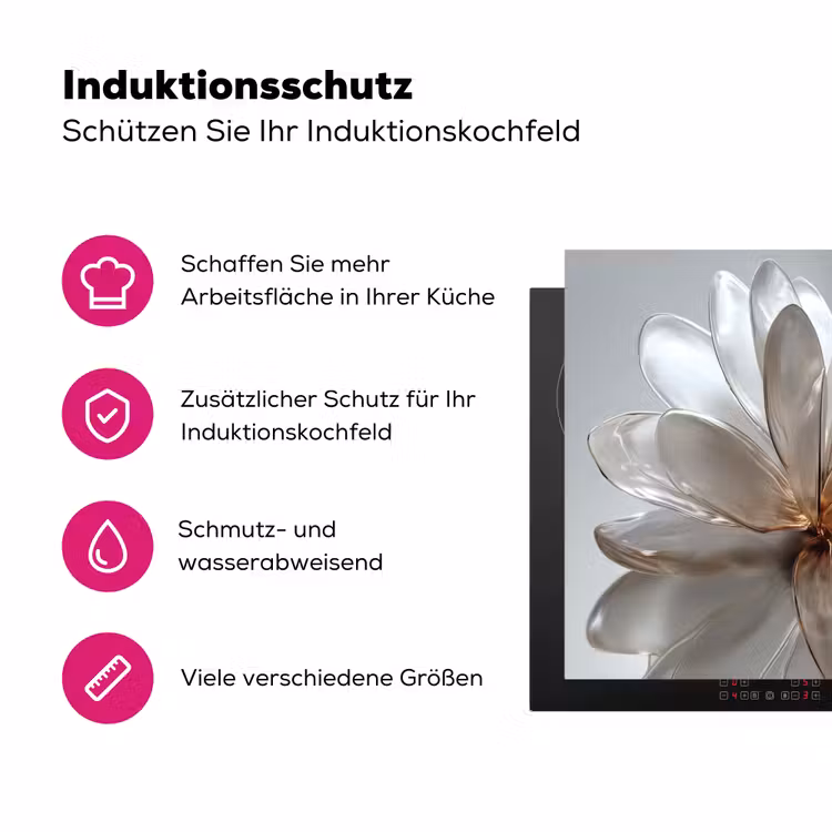 Bloem - Wit - Neutraal Inductie beschermer vinyl 3mm klein -zzzzzzz-lf-ups