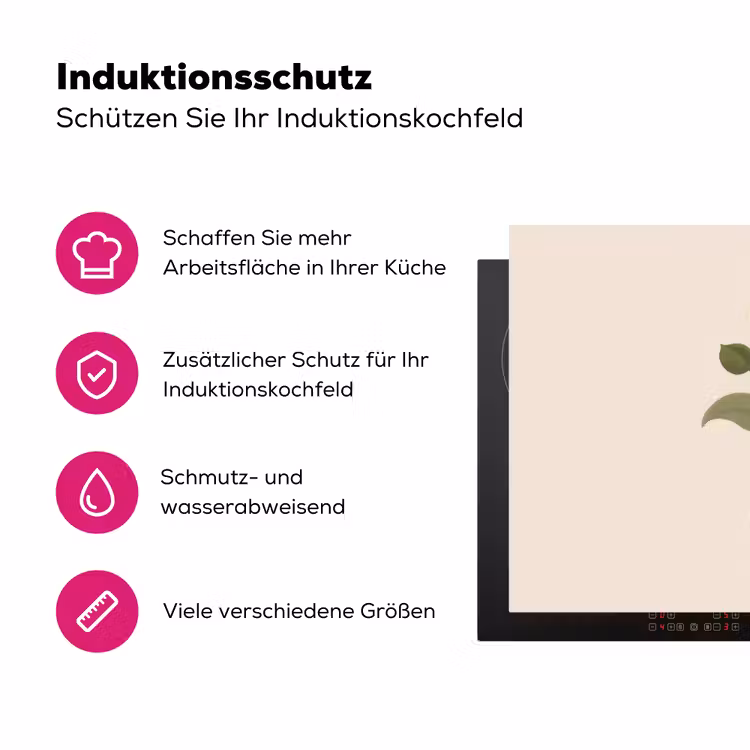 Bloem - Wit - Vaas - Quote Inductie beschermer vinyl 3mm klein -zzzzzzz-lf-ups