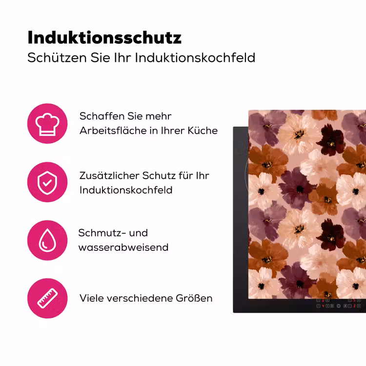 Bloemen - Abstract - Aardetinten Inductie beschermer vinyl 3mm klein 276 -zzzzzzz-lf-ups