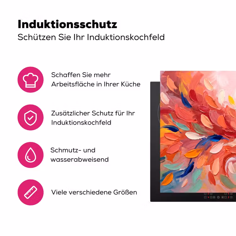 Bloemen - Abstract - Kunst - Modern Inductie beschermer vinyl 3mm klein -zzzzzzz-lf-ups