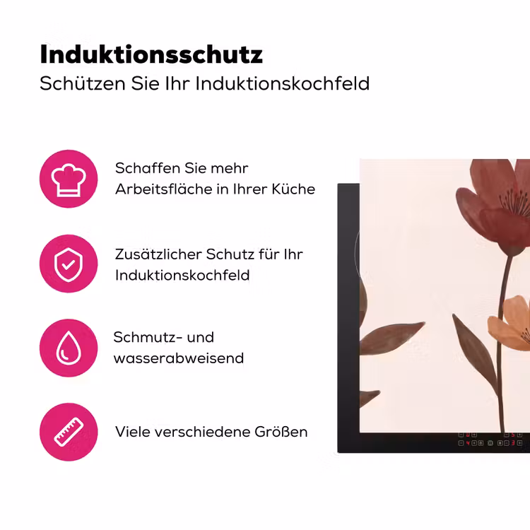 Bloemen - Abstract - Modern - Bruin - Decoratief Inductie beschermer vinyl 3mm klein -zzzzzzz-lf-ups