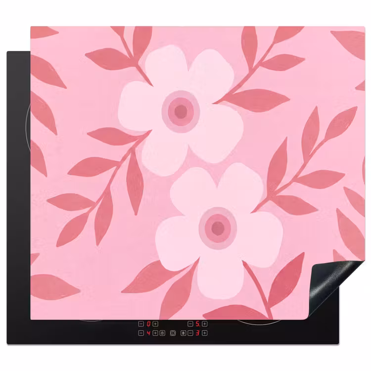 Bloemen - Abstract - Modern - Roze - Natuur Inductie beschermer vinyl 3mm middel -3d