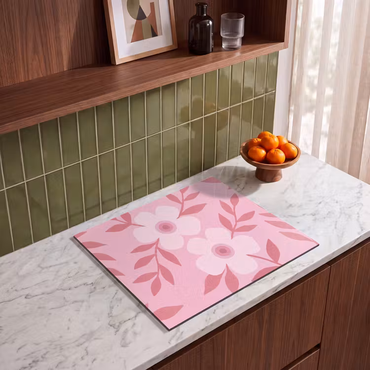 Bloemen - Abstract - Modern - Roze - Natuur Inductie beschermer vinyl 3mm middel -sfeer8
