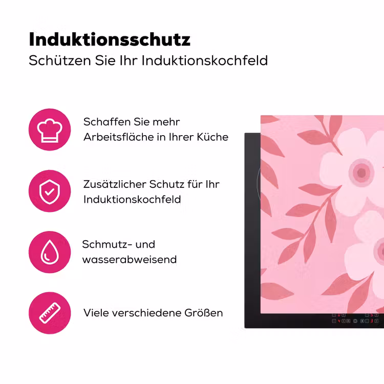 Bloemen - Abstract - Modern - Roze - Natuur Inductie beschermer vinyl 3mm middel -zzzzzzz-lf-ups