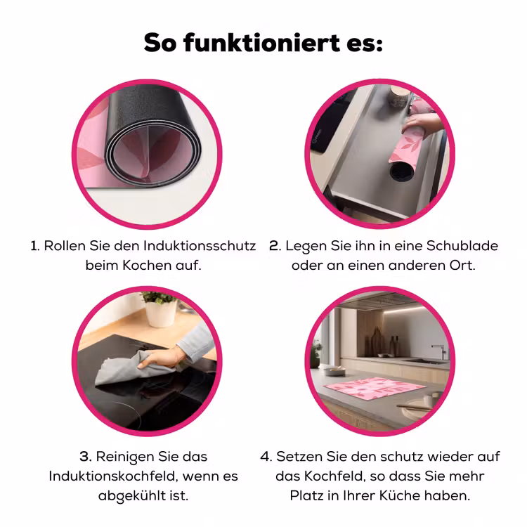 Bloemen - Abstract - Modern - Roze - Natuur Inductie beschermer vinyl 3mm middel -zzzzzzz-lf-werking