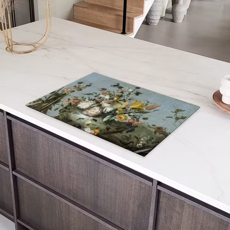 Bloemen - Oude Meesters - Olieverf Inductie beschermer vinyl 3mm klein -sfeer8