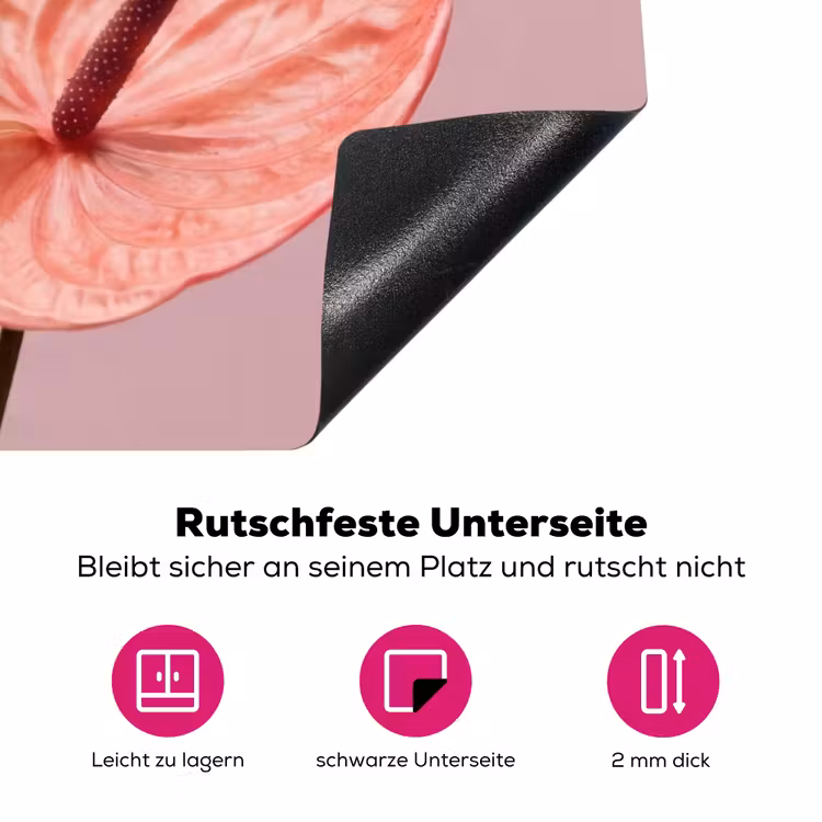 Bloemen - Anthuriums - Geel - Roze Inductie beschermer vinyl 3mm klein -zzzzzzz-lf-onderkant