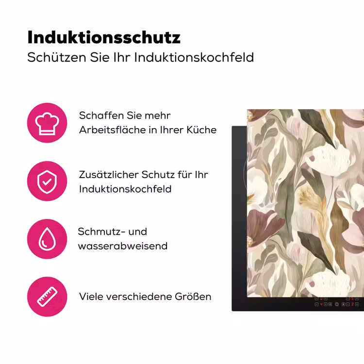 Bloemen - Aquarel - Kleurrijk Inductie beschermer vinyl 3mm klein 276 -zzzzzzz-lf-ups