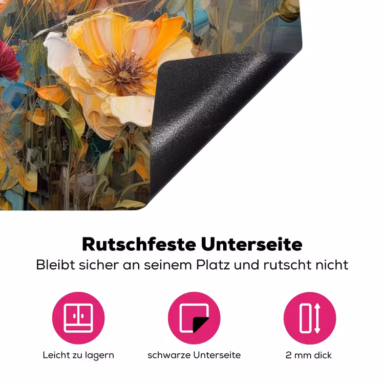 Bloemen - Watercolor - Kunst - Botanisch - Natuur Inductie beschermer vinyl 3mm klein -zzzzzzz-lf-onderkant