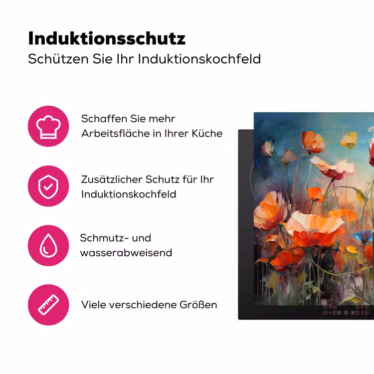 Bloemen - Watercolor - Kunst - Botanisch - Natuur Inductie beschermer vinyl 3mm klein -zzzzzzz-lf-ups