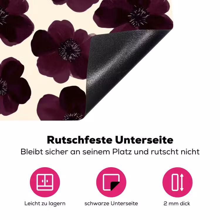 Bloemen - Aquarel - Paars Inductie beschermer vinyl 3mm klein 276 -zzzzzzz-lf-onderkant
