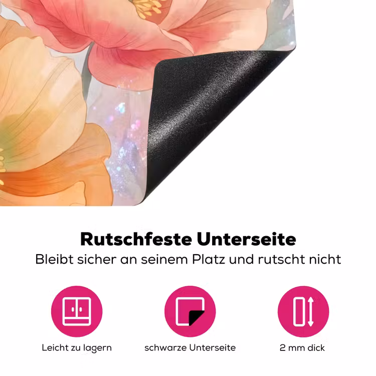 Bloemen - Aquarel - Natuur - Modern - Kleurrijk Inductie beschermer vinyl 3mm middel -zzzzzzz-lf-onderkant