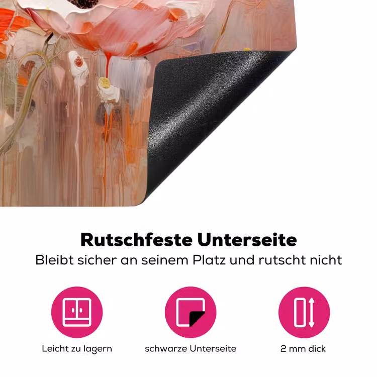 Bloemen - Watercolor - Roze - Abstract - Kunst Inductie beschermer vinyl 3mm klein -zzzzzzz-lf-onderkant
