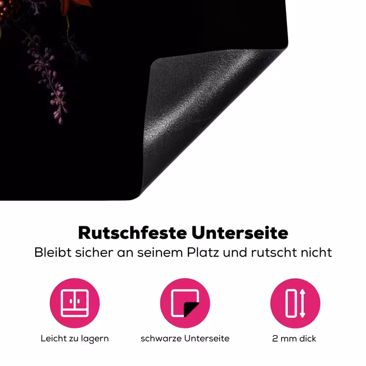 Bloemen - Bessen - Klassiek Inductie beschermer vinyl 3mm klein -zzzzzzz-lf-onderkant