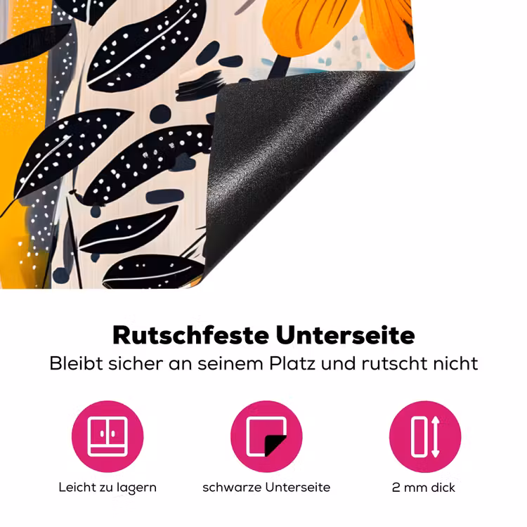 Bloemen - Bladeren - Abstract - Kleurrijk Inductie beschermer vinyl 3mm klein -zzzzzzz-lf-onderkant