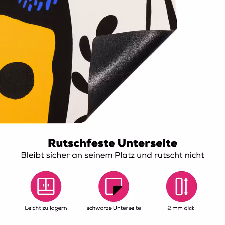 Bloemen - Bladeren - Abstract - Zwart Inductie beschermer vinyl 3mm klein -zzzzzzz-lf-onderkant