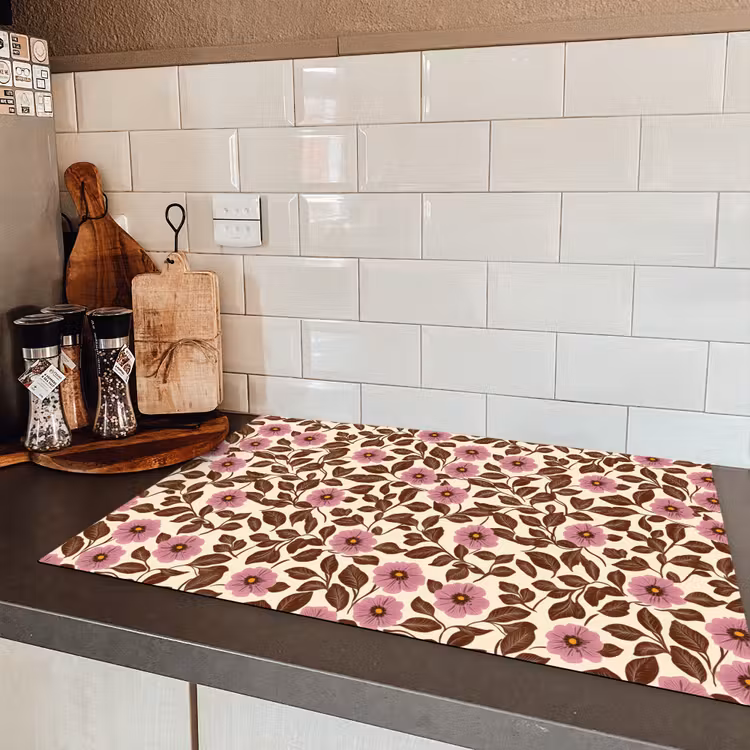 Bloemen - Bladeren - Kleurrijk Inductie beschermer vinyl 3mm klein 276 -sfeer3
