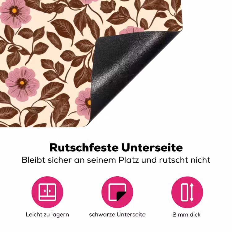 Bloemen - Bladeren - Kleurrijk Inductie beschermer vinyl 3mm klein 276 -zzzzzzz-lf-onderkant