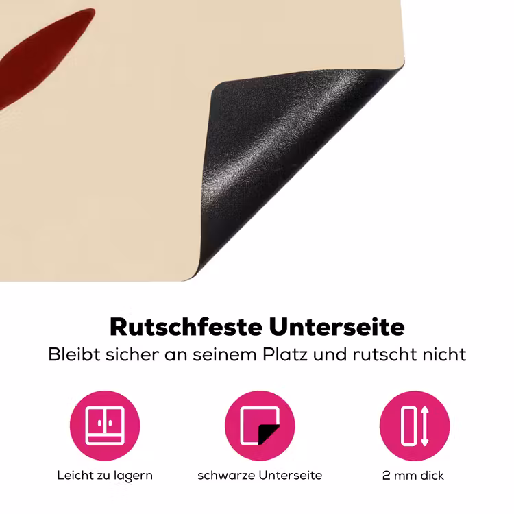 Bloemen - Bladeren - Rood - Minimalistisch Inductie beschermer vinyl 3mm klein -zzzzzzz-lf-onderkant