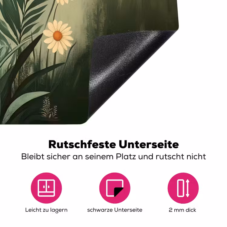 Bloemen - Bladeren - Zon - Groen Inductie beschermer vinyl 3mm klein -zzzzzzz-lf-onderkant