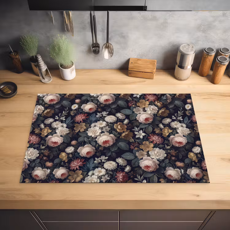 Bloemen - Boeket - Botanisch - Vintage - Donkere achtergrond Inductie beschermer vinyl 3mm klein -sfeer5