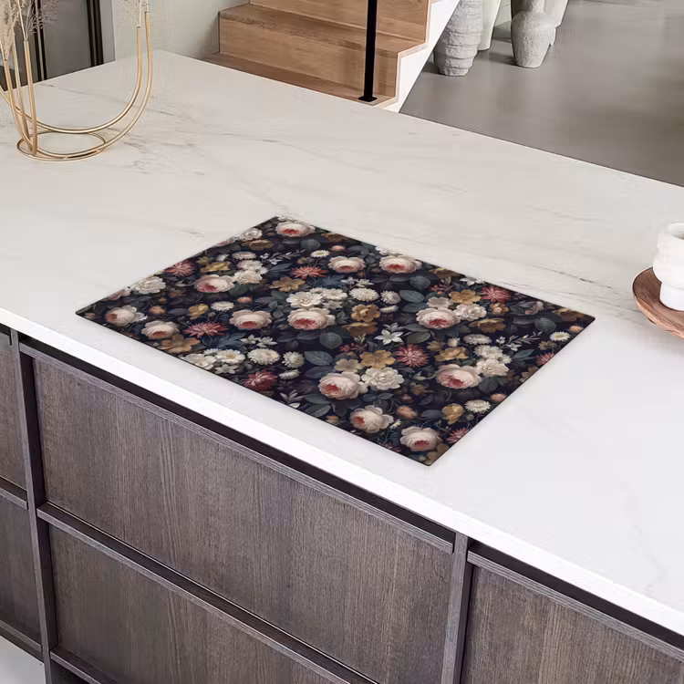 Bloemen - Boeket - Botanisch - Vintage - Donkere achtergrond Inductie beschermer vinyl 3mm klein -sfeer8
