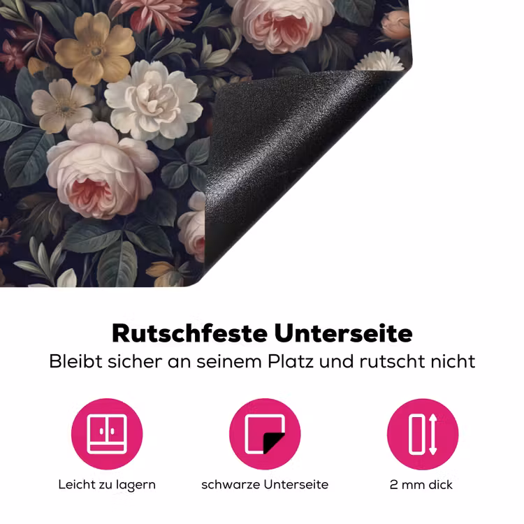 Bloemen - Boeket - Botanisch - Vintage - Donkere achtergrond Inductie beschermer vinyl 3mm klein -zzzzzzz-lf-onderkant