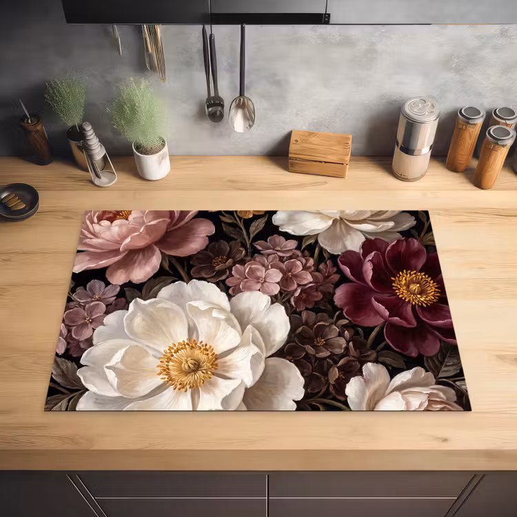 Bloemen - Boeket - Klassiek - Donker - Rood Inductie beschermer vinyl 3mm klein -sfeer5