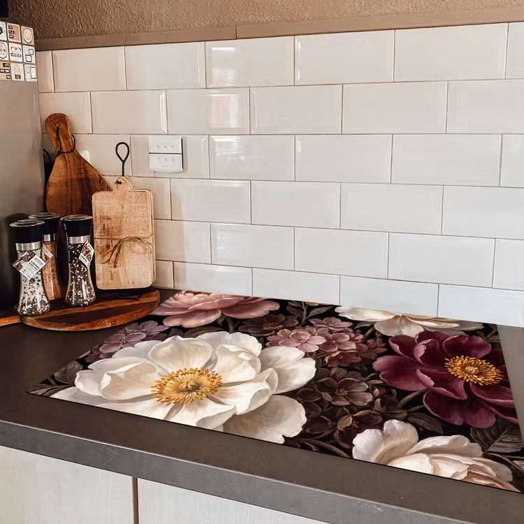 Bloemen - Boeket - Klassiek - Donker - Rood Inductie beschermer vinyl 3mm klein -sfeer3