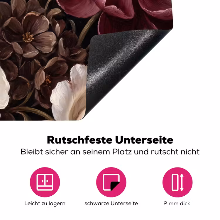 Bloemen - Boeket - Klassiek - Donker - Rood Inductie beschermer vinyl 3mm klein -zzzzzzz-lf-onderkant