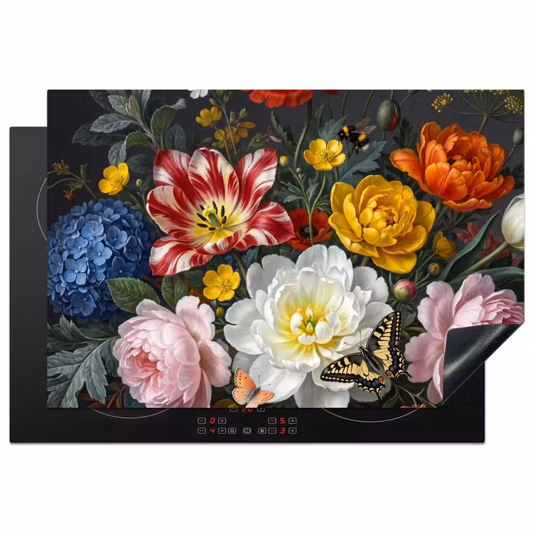 Bloemen - Boeket - Klassiek - Kleurrijk - Natuur Inductie beschermer vinyl 3mm klein -3d