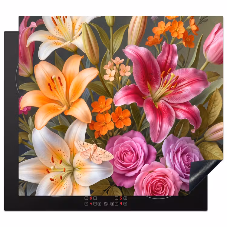 Bloemen - Boeket - Natuur - Kleurrijk - Modern Inductie beschermer vinyl 3mm middel -3d