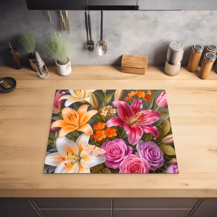 Bloemen - Boeket - Natuur - Kleurrijk - Modern Inductie beschermer vinyl 3mm middel -sfeer5