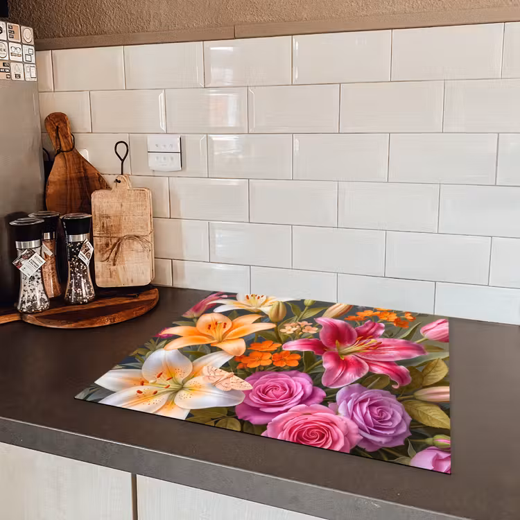 Bloemen - Boeket - Natuur - Kleurrijk - Modern Inductie beschermer vinyl 3mm middel -sfeer3