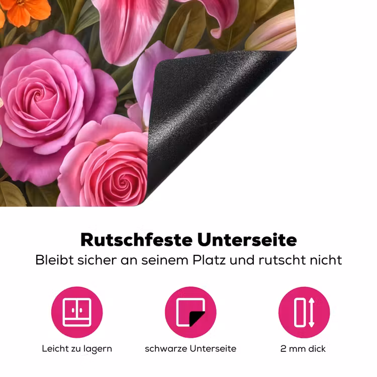 Bloemen - Boeket - Natuur - Kleurrijk - Modern Inductie beschermer vinyl 3mm middel -zzzzzzz-lf-onderkant