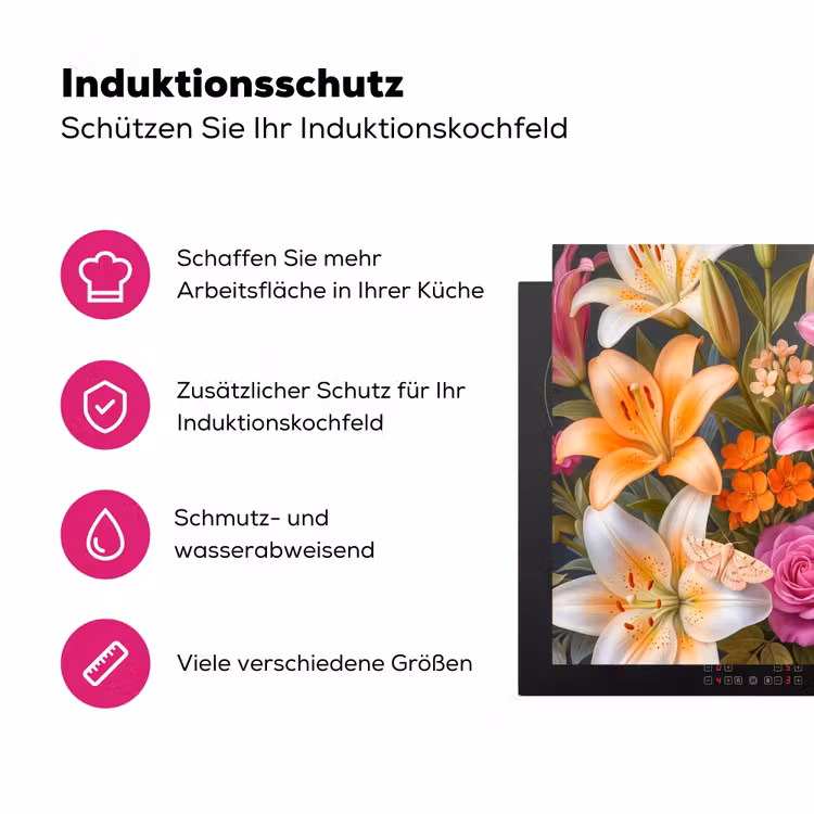 Bloemen - Boeket - Natuur - Kleurrijk - Modern Inductie beschermer vinyl 3mm middel -zzzzzzz-lf-ups