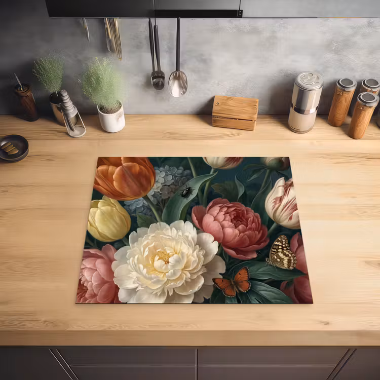 Bloemen - Boeket - Natuur - Klassiek - Donker Inductie beschermer vinyl 3mm middel -sfeer5