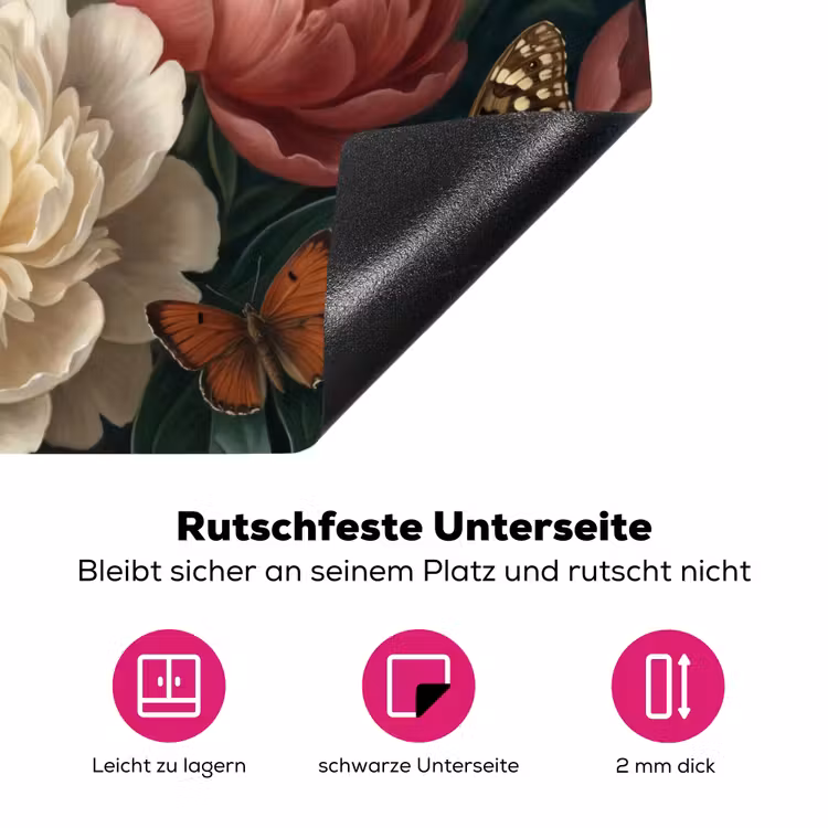 Bloemen - Boeket - Natuur - Klassiek - Donker Inductie beschermer vinyl 3mm middel -zzzzzzz-lf-onderkant