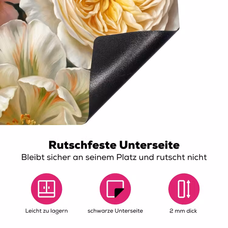 Bloemen - Boeket - Natuur - Klassiek - Kleurrijk Inductie beschermer vinyl 3mm middel -zzzzzzz-lf-onderkant