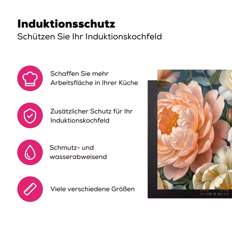Bloemen - Boeket - Natuur - Klassiek - Kleurrijk Inductie beschermer vinyl 3mm middel -zzzzzzz-lf-ups