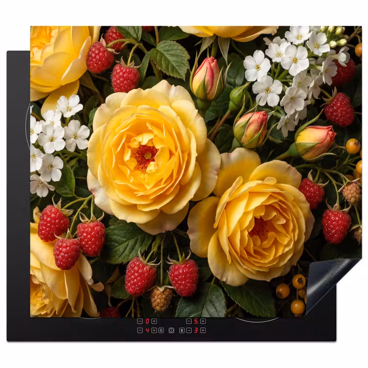Bloemen - Boeket - Natuur - Klassiek - Geel Inductie beschermer vinyl 3mm middel -3d