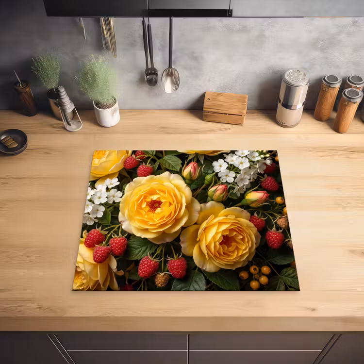 Bloemen - Boeket - Natuur - Klassiek - Geel Inductie beschermer vinyl 3mm middel -sfeer5