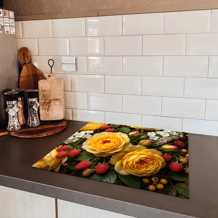 Bloemen - Boeket - Natuur - Klassiek - Geel Inductie beschermer vinyl 3mm middel -sfeer3