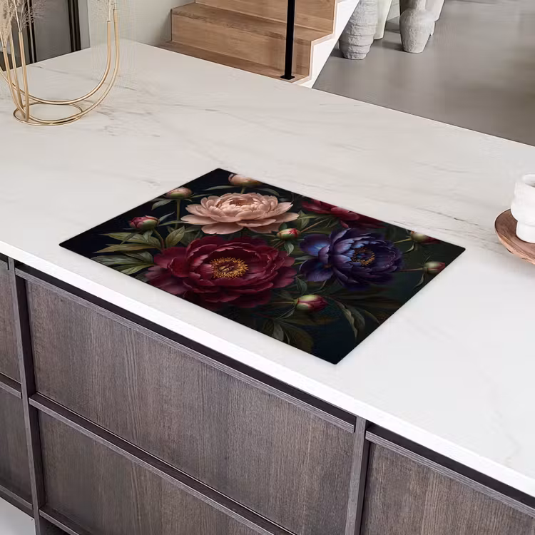 Bloemen - Boeket - Natuur - Modern - Donker Inductie beschermer vinyl 3mm klein -sfeer8